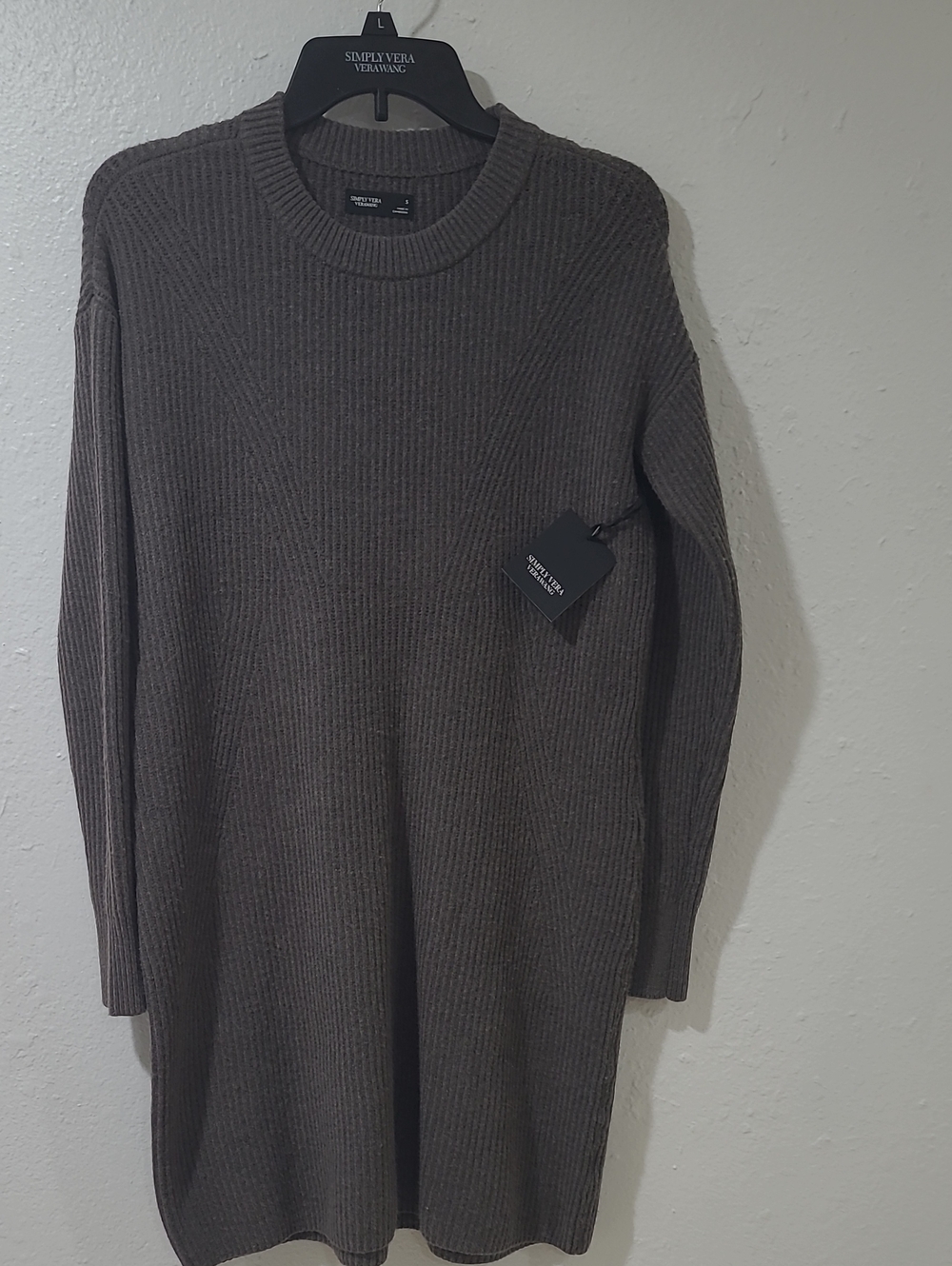 Simply Vera Vera Wang Brown Ribbed Long Sleeve Dress